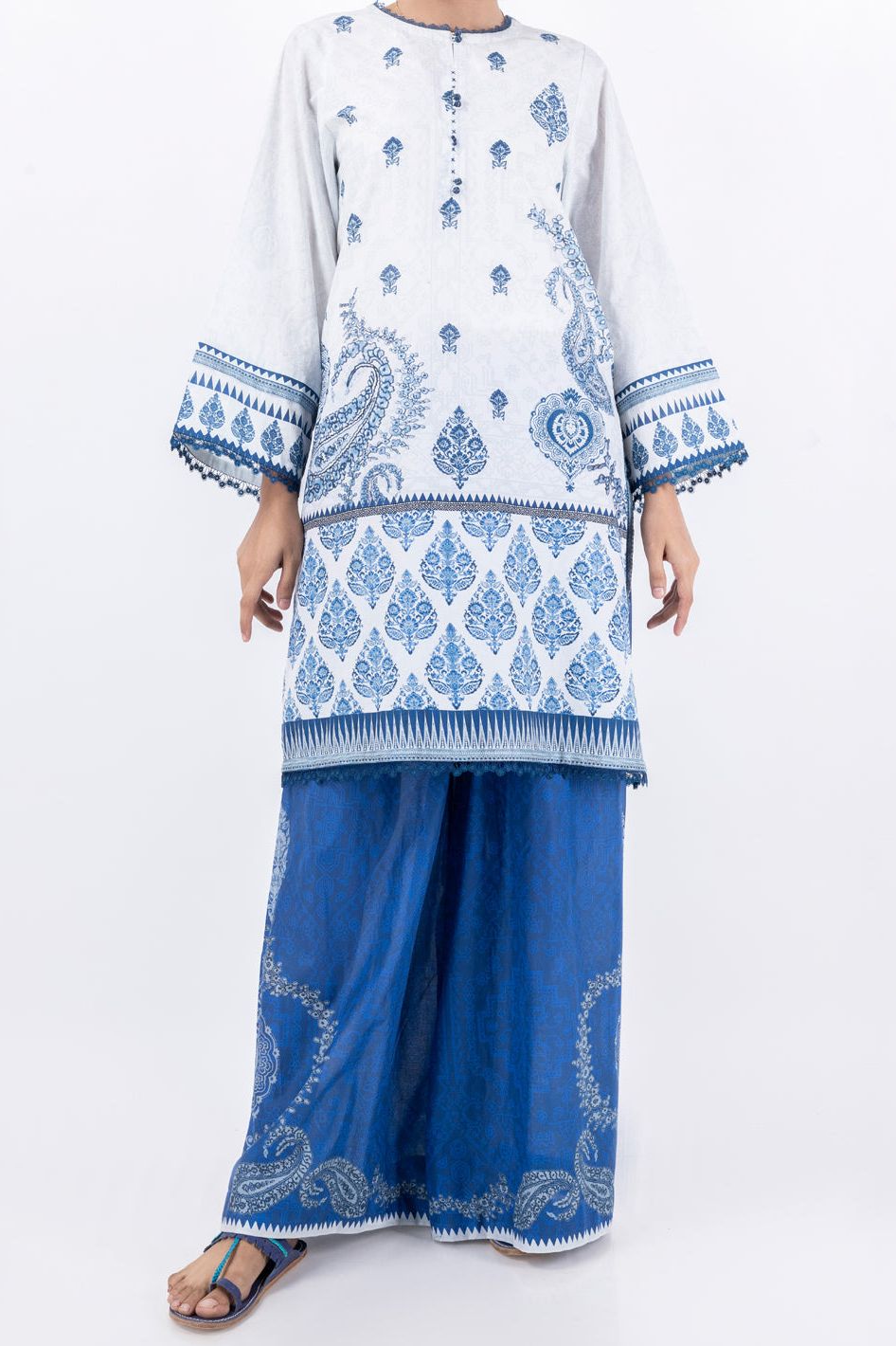 Cambric Blue Unstitched Suit - Almirah
