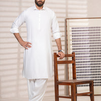 Polyester White Shalwar Kameez - Almirah