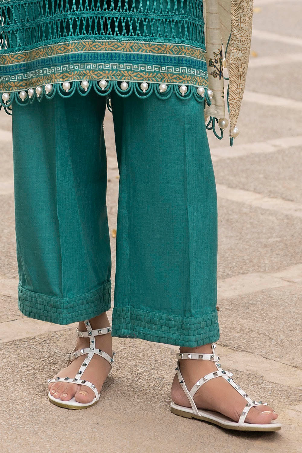 Khaddar Printed Sea Green Stitched Suit - Gul Ahmed