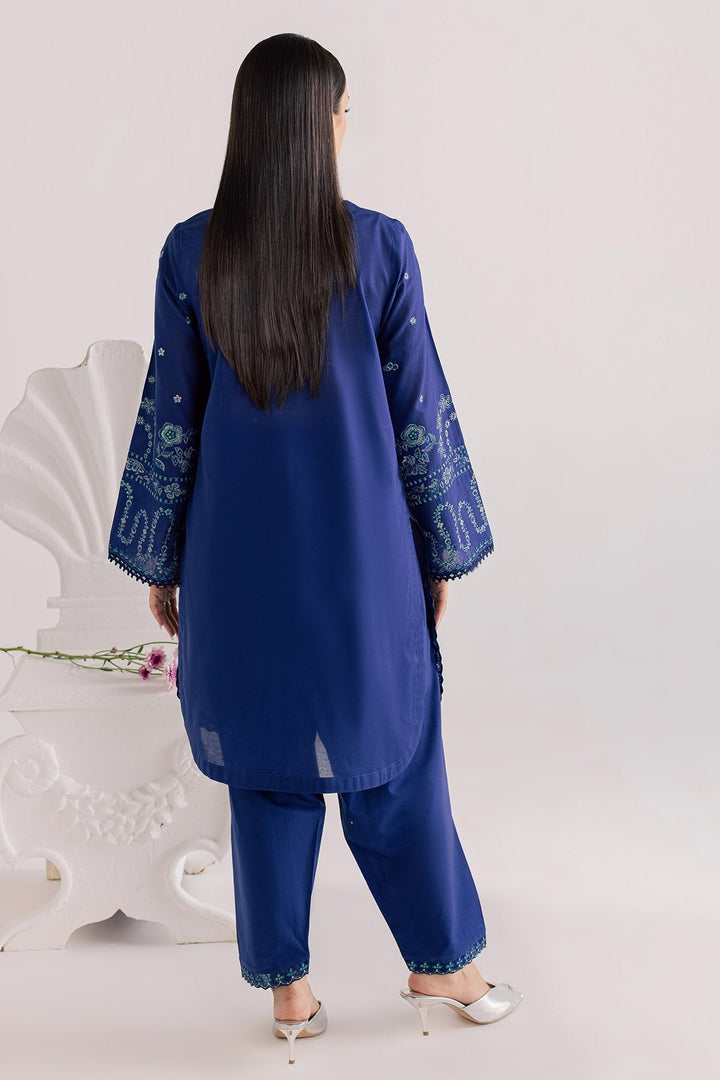 Embroidered Lawn Blue Stitched Suit - Nureh