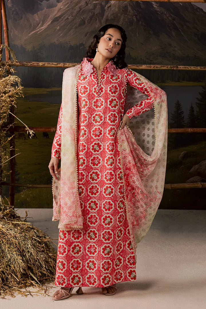 Dobby Lawn Pink Stitched Suit - Vanya