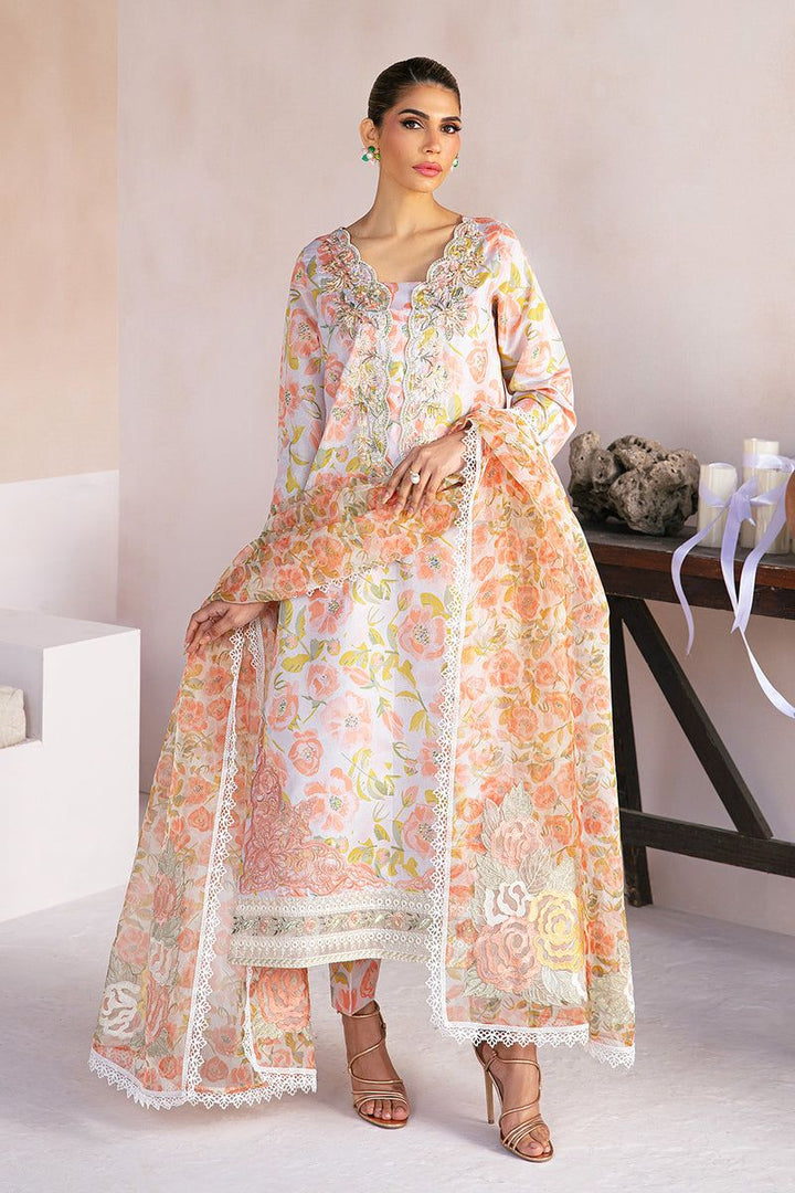 Tafetta & Organza Peach 2 Piece Suit - Vanya
