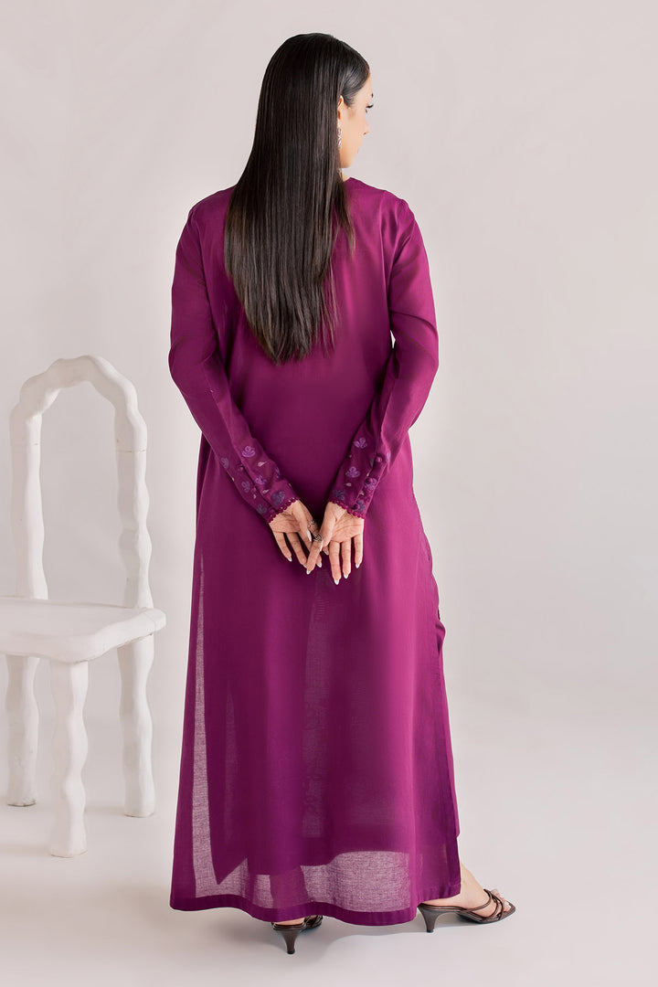 Embroidered Lawn Magenta Stitched Suit - Nureh