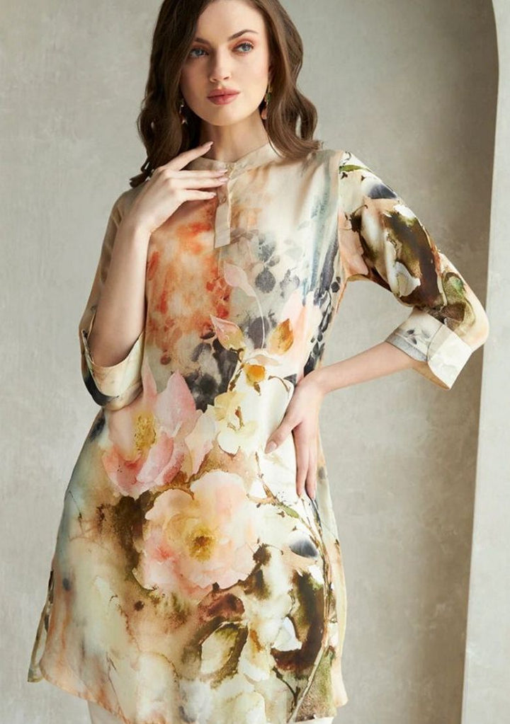 Digital Print Rayon Multi Kurti- Indya