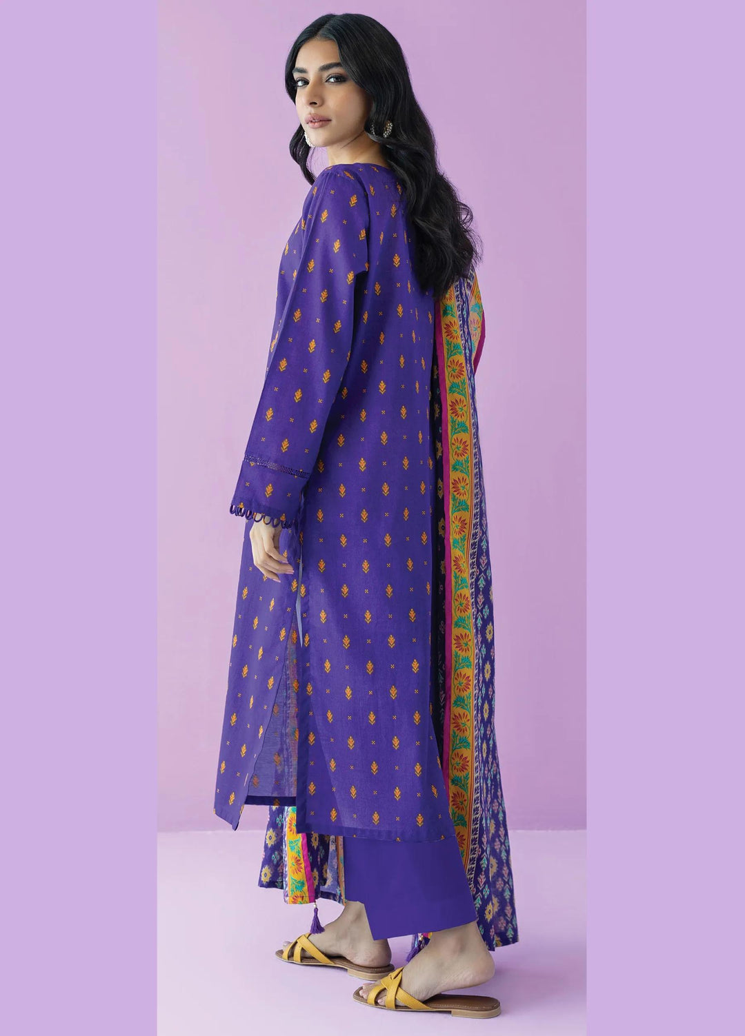 Lawn Purple Unstitched Suit - Orient