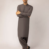 Polyester Deep Grey Unstitched Suit - J. Junaid Jamshed