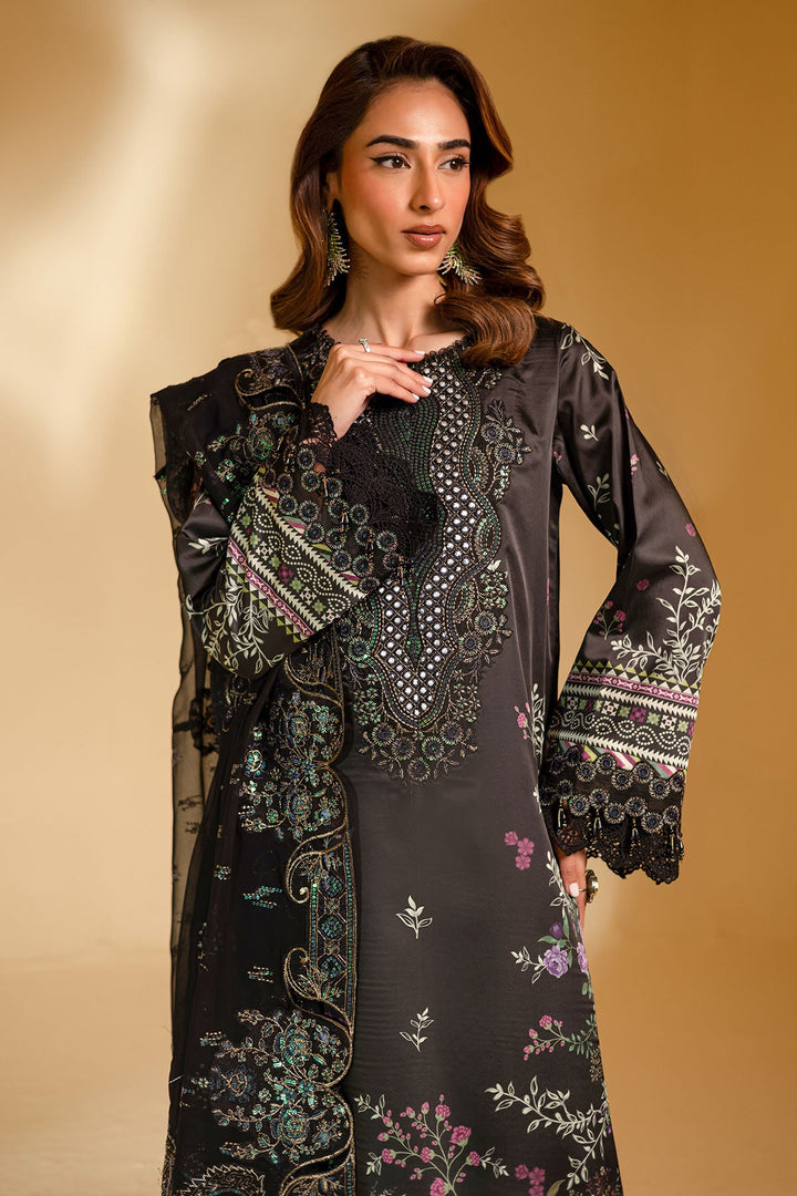 Silk Black Stitched Suit - Nureh