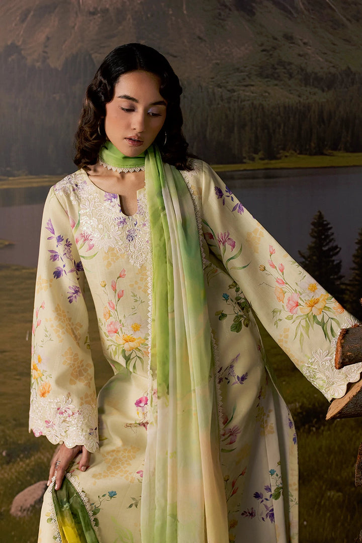 Dobby Lawn Butter Cream Stitched Suit - Vanya