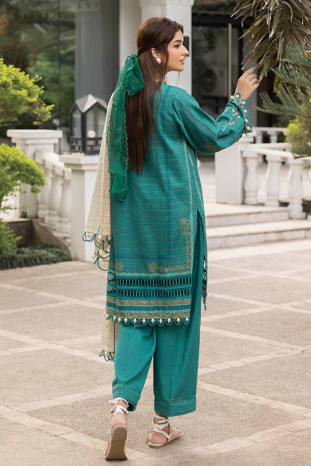 Khaddar Printed Sea Green Stitched Suit - Gul Ahmed