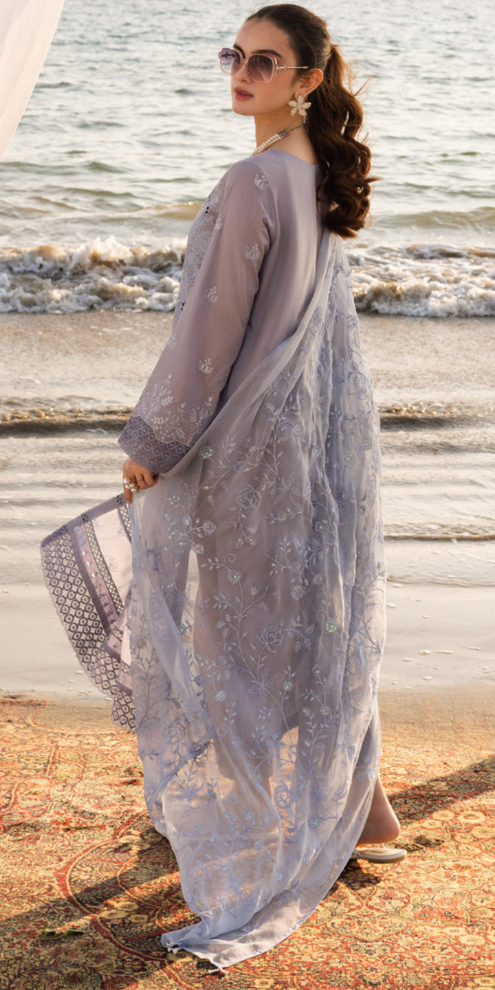 Chikankari Lawn Purple Stitched Suit - Nureh