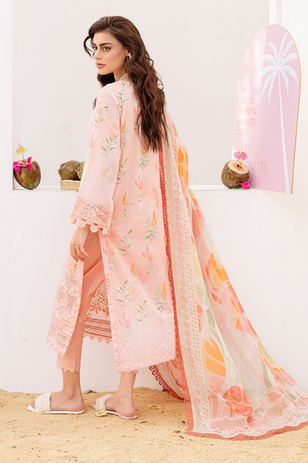 Lawn Peach Stitched Suit - Nureh Gardenia