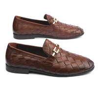 Leather Formal Brown Shoes - Logo
