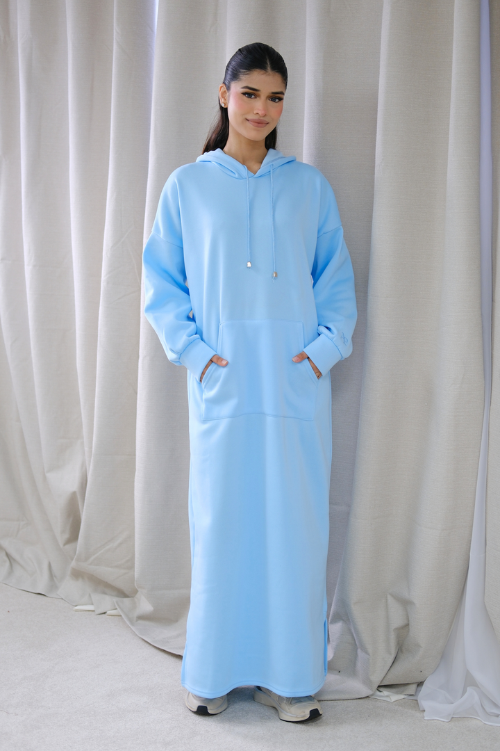 Signature Sky Blue Hoodie Dress