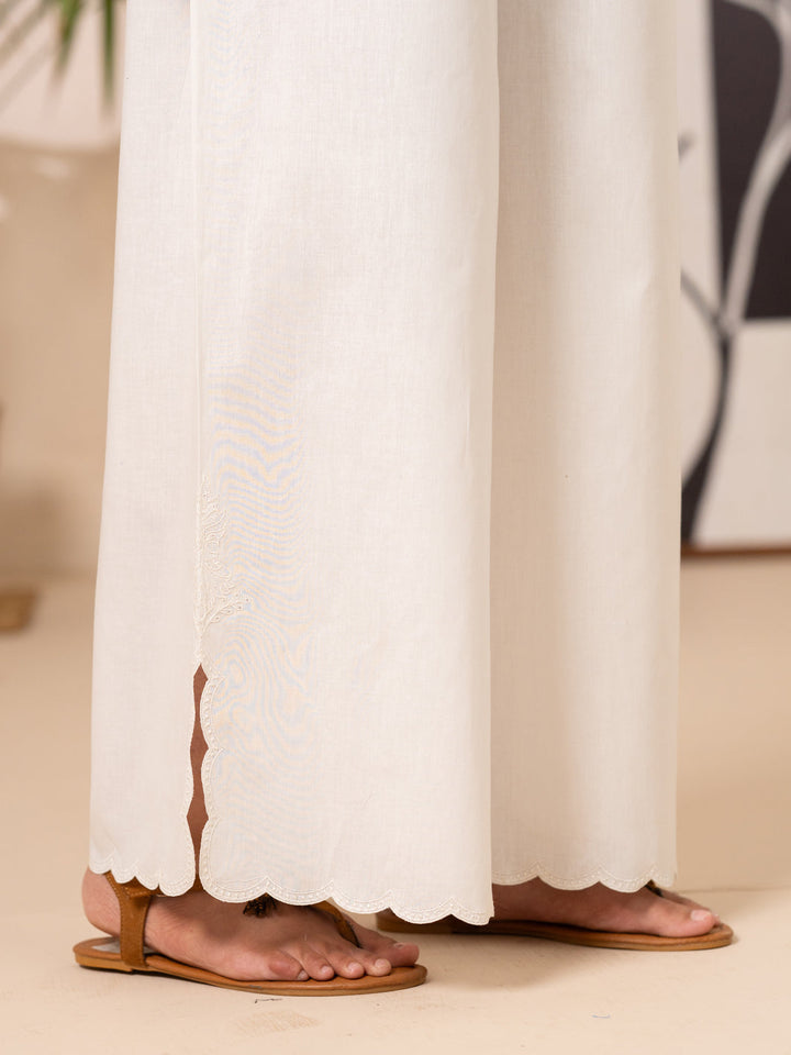 Cotton Lawn White Trousers - Almirah