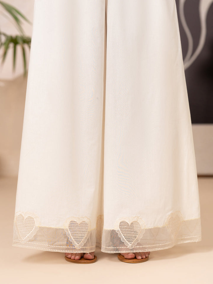 Cotton Lawn Off White Trousers - Almirah