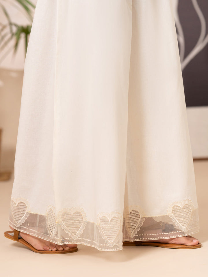 Cotton Lawn Off White Trousers - Almirah