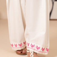 Cotton Cambric Off White Trousers - Almirah