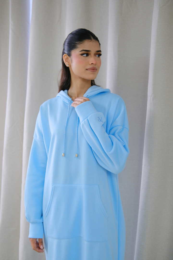 Signature Sky Blue Hoodie Dress