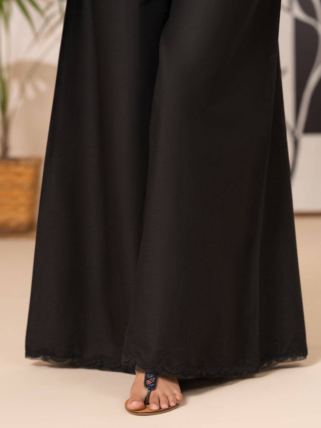 Cotton Cambric Black Trousers - Almirah