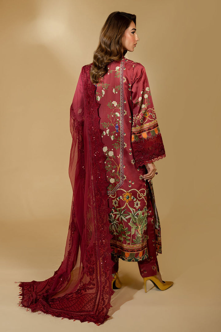 Silk Red Stitched Suit - Nureh