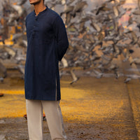 Cotton Navy Blue Kurta Trouser - J. Junaid Jamshed