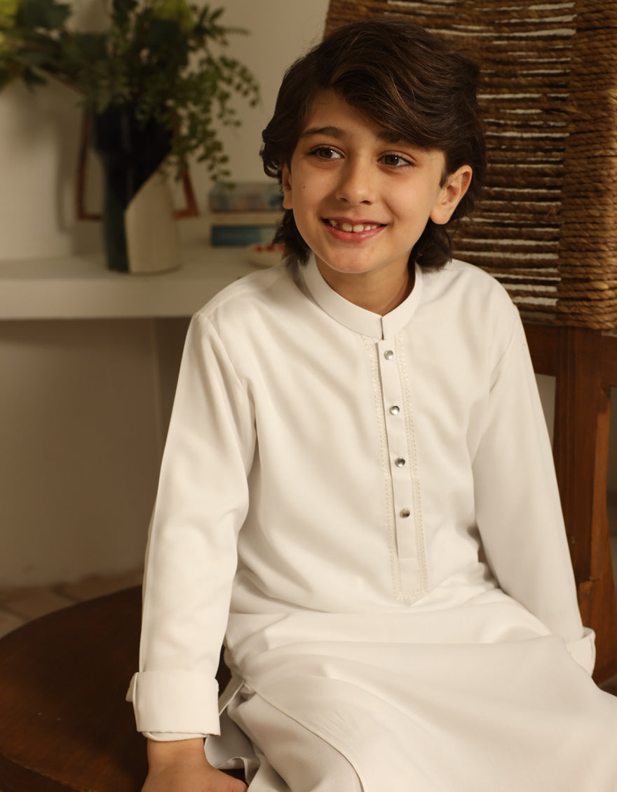 Blended White Shalwar Kameez - J. Junaid Jamshed