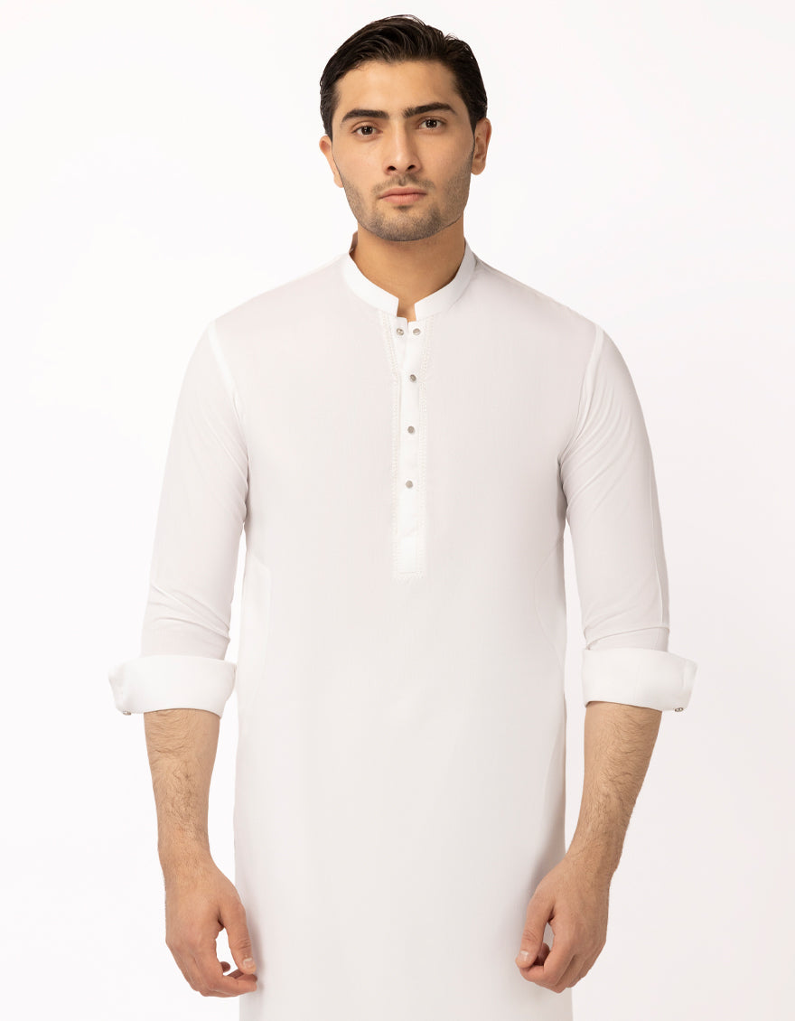 Blended White Shalwar Kameez - J. Junaid Jamshed