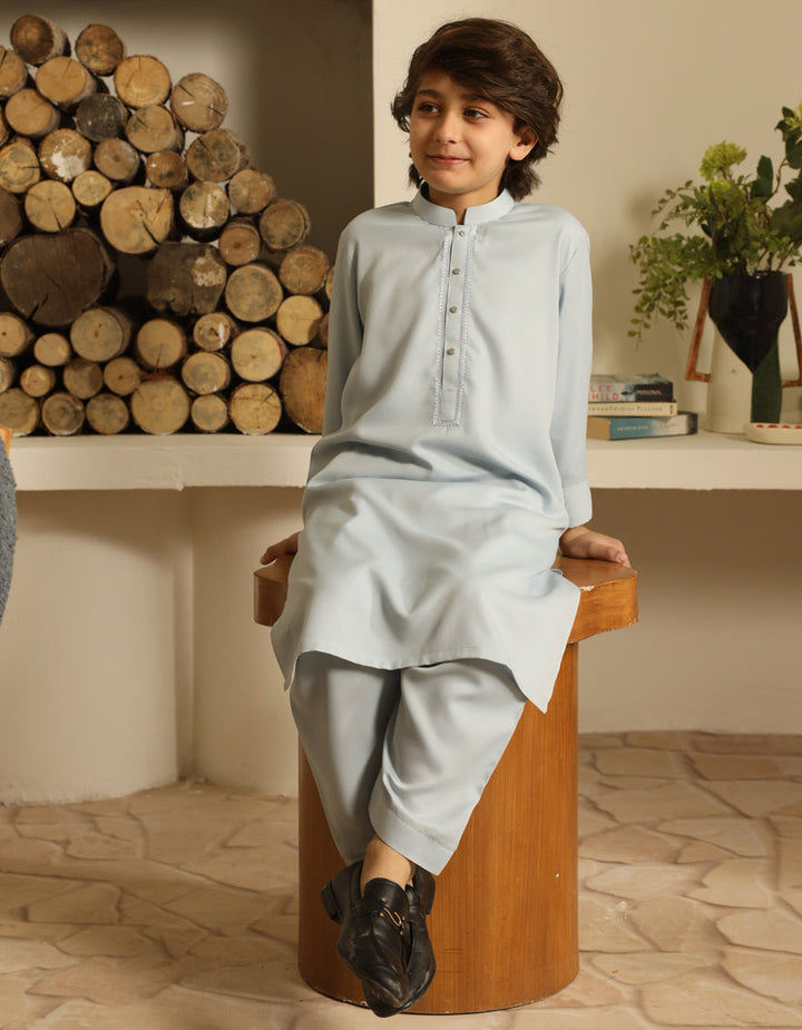 Blended Sky Blue Shalwar Kameez - J. Junaid Jamshed