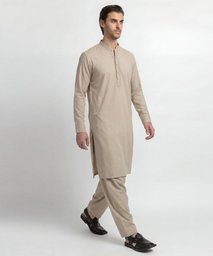 Blended Cream Shalwar Kameez - J. Junaid Jamshed