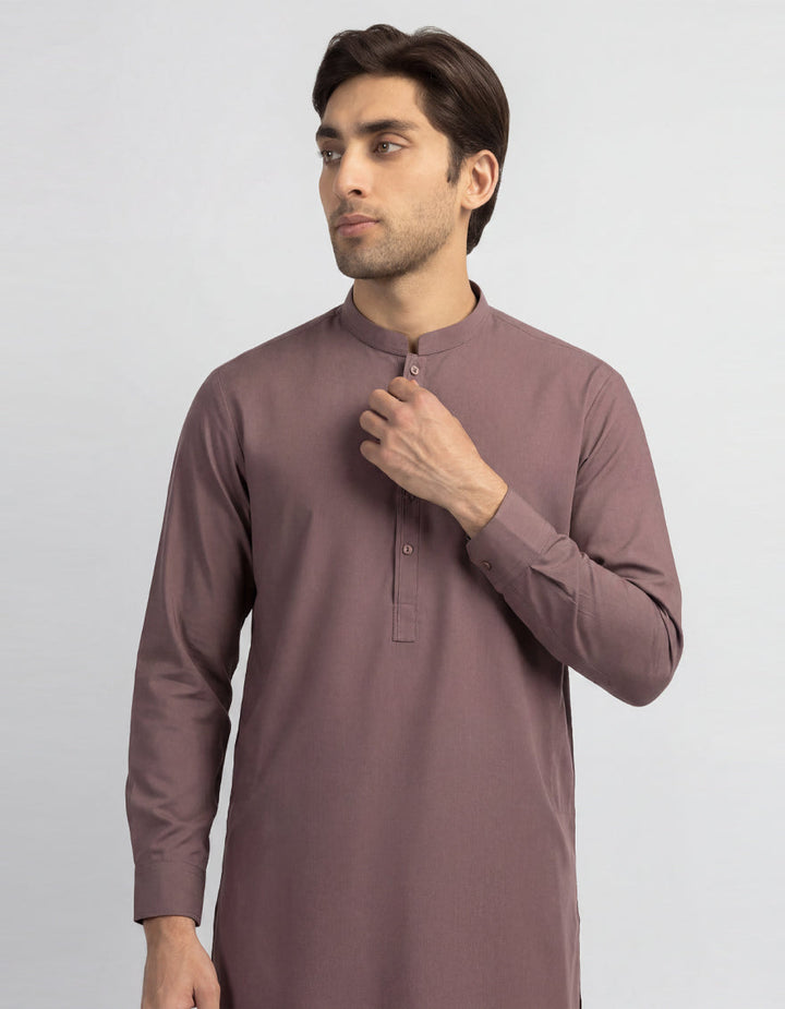 Polyester Plum Kurta - J. Junaid Jamshed