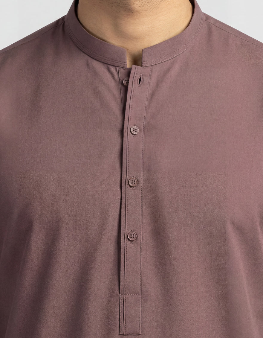 Polyester Plum Kurta - J. Junaid Jamshed
