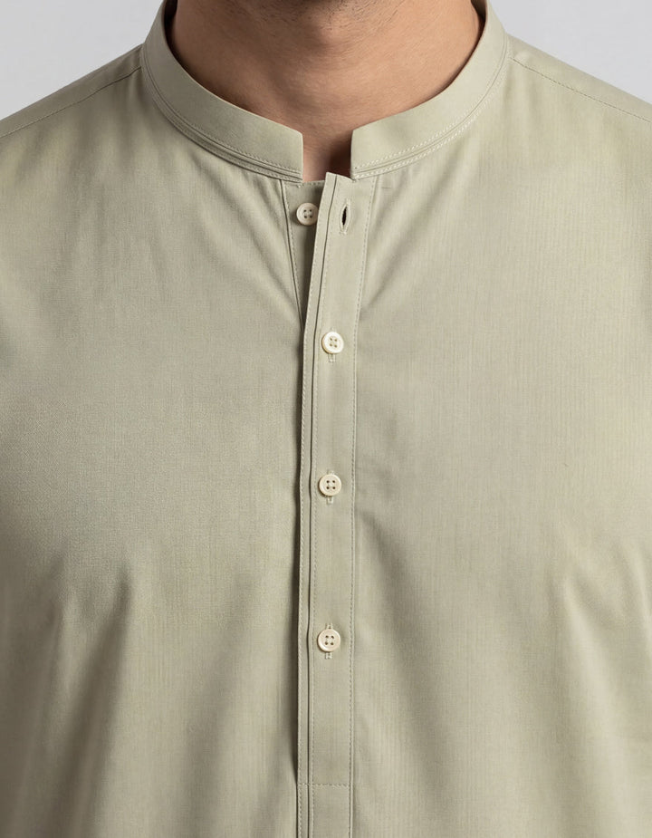 Polyester Lime Grn Kurta - J. Junaid Jamshed