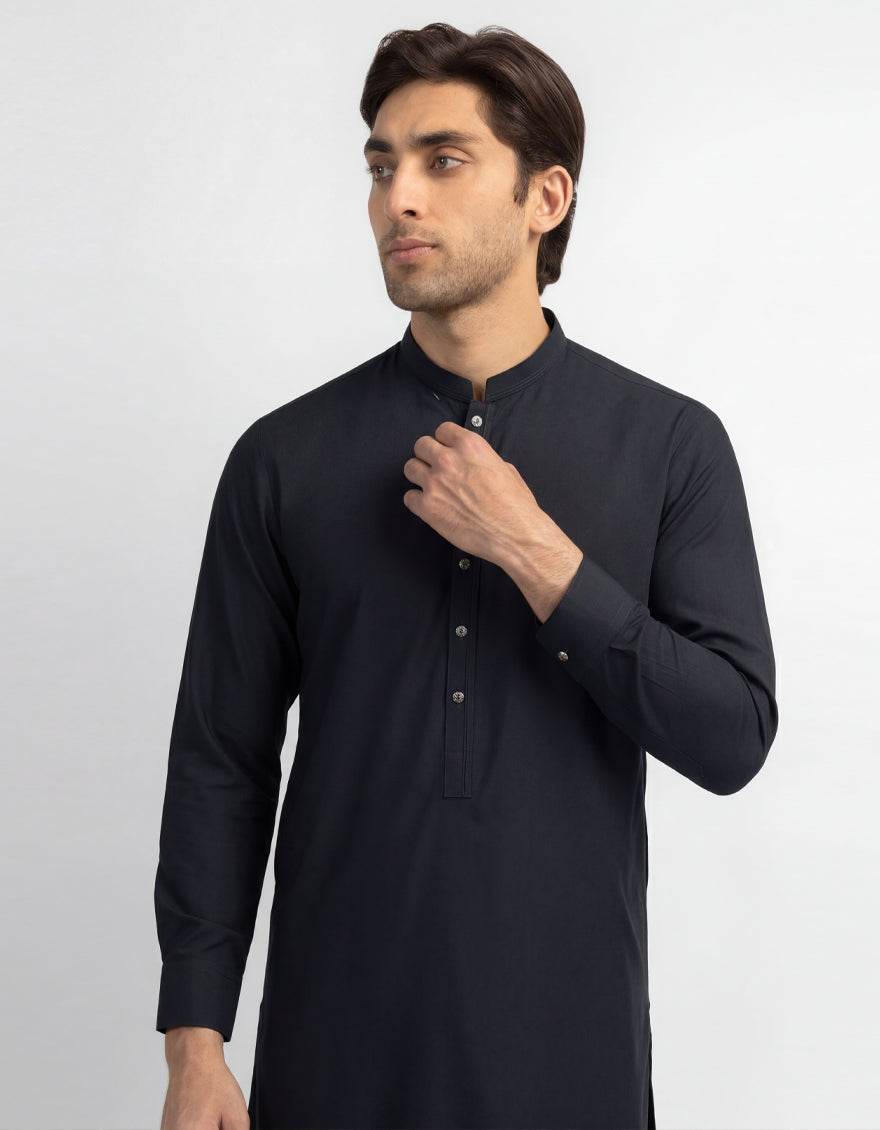 Polyester Grey Kurta - J. Junaid Jamshed