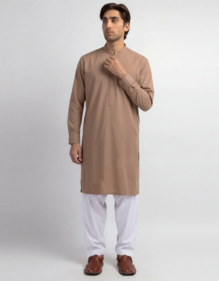 Polyester Brown Kurta - J. Junaid Jamshed