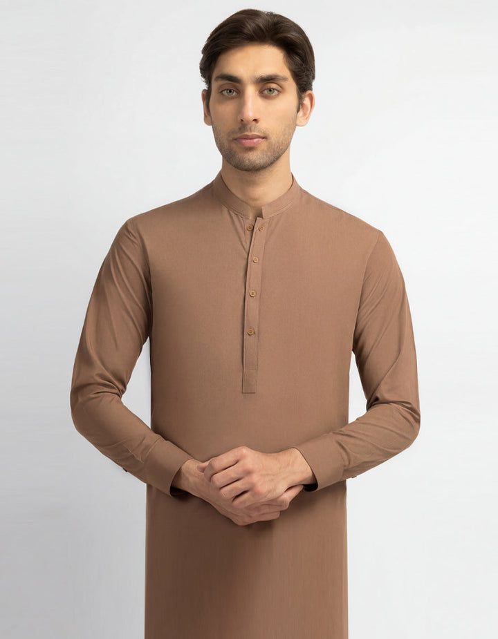 Polyester Brown Kurta - J. Junaid Jamshed
