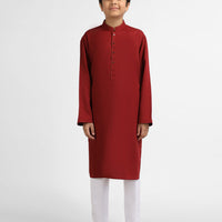 Polyester Red Kurta - J. Junaid Jamshed