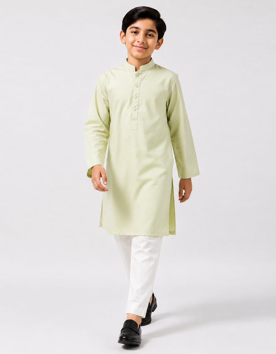 Blended Pastel Green Kurta - J. Junaid Jamshed