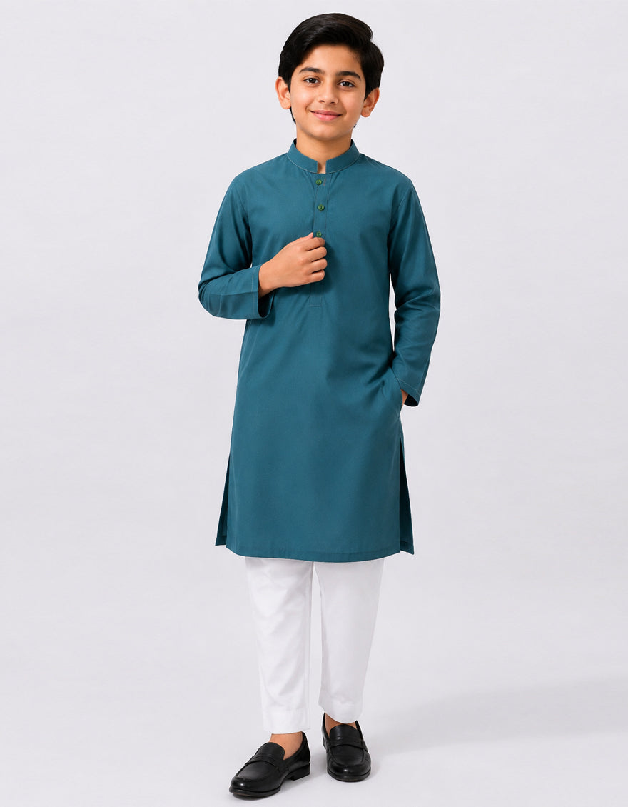 Blended Dark Green Kurta - J. Junaid Jamshed