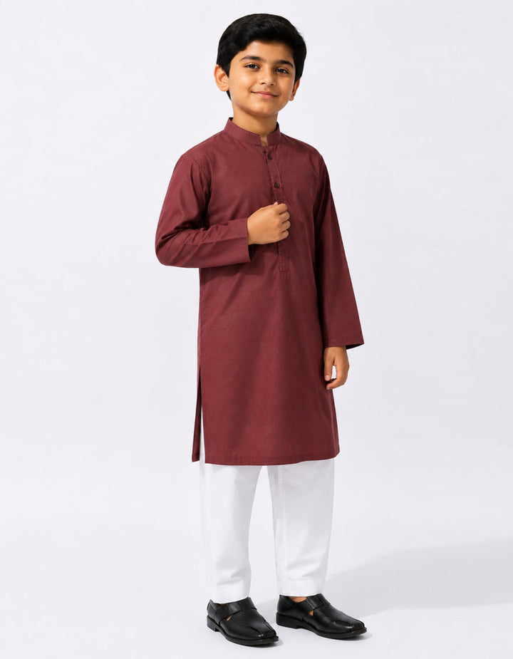 Blended Maroon Kurta - J. Junaid Jamshed