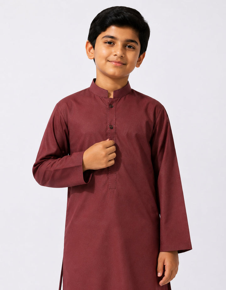 Blended Maroon Kurta - J. Junaid Jamshed
