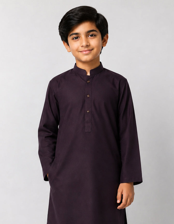 Blended Dark Purple Kurta - J. Junaid Jamshed