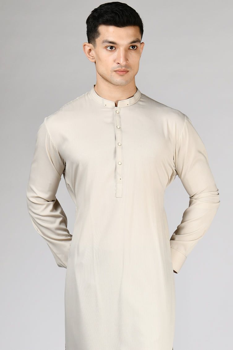Blended Fawn Kurta Trouser- J. Junaid Jamshed