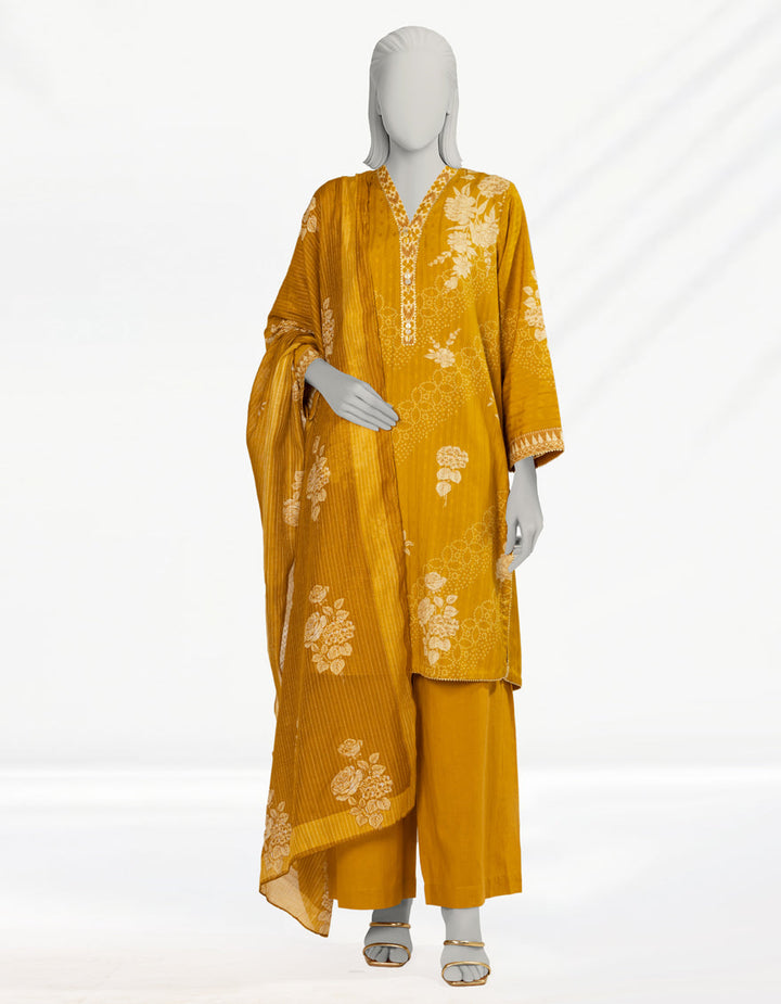 Doria Yellow Stitched Suit - J. Junaid Jamshed