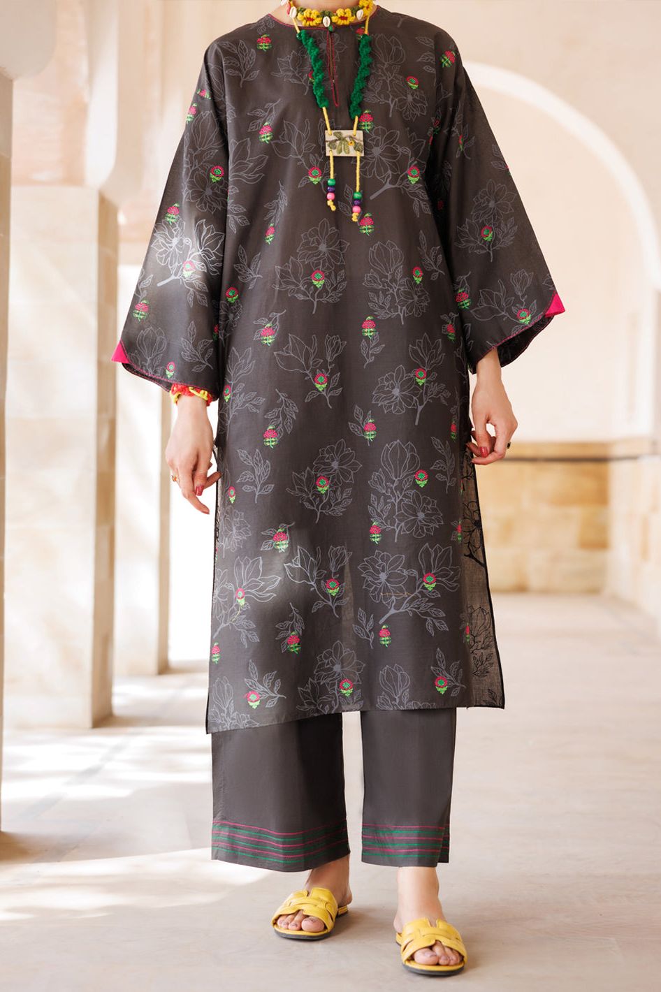 Cambric Charcoal Kurti - Almirah