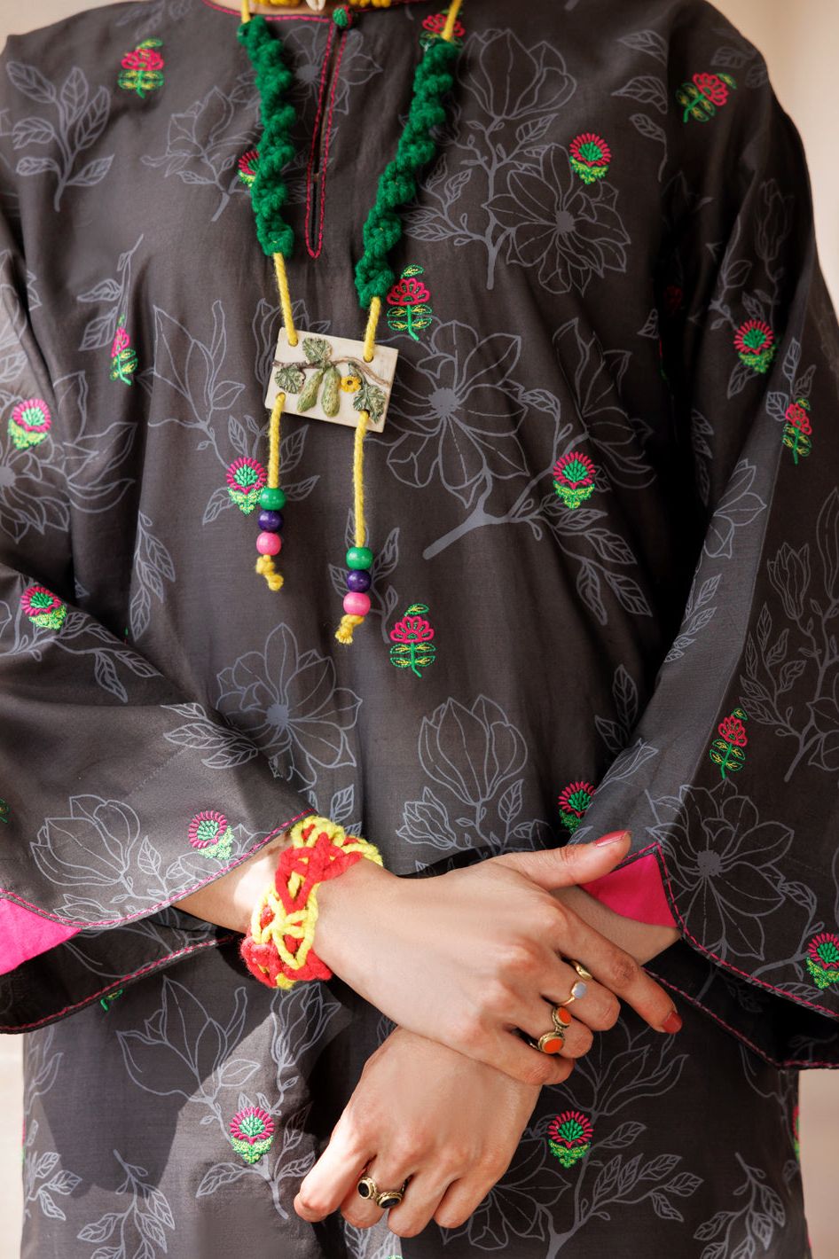 Cambric Charcoal Kurti - Almirah