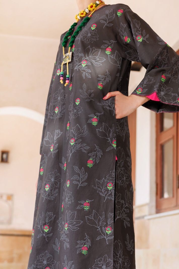 Cambric Charcoal Kurti - Almirah
