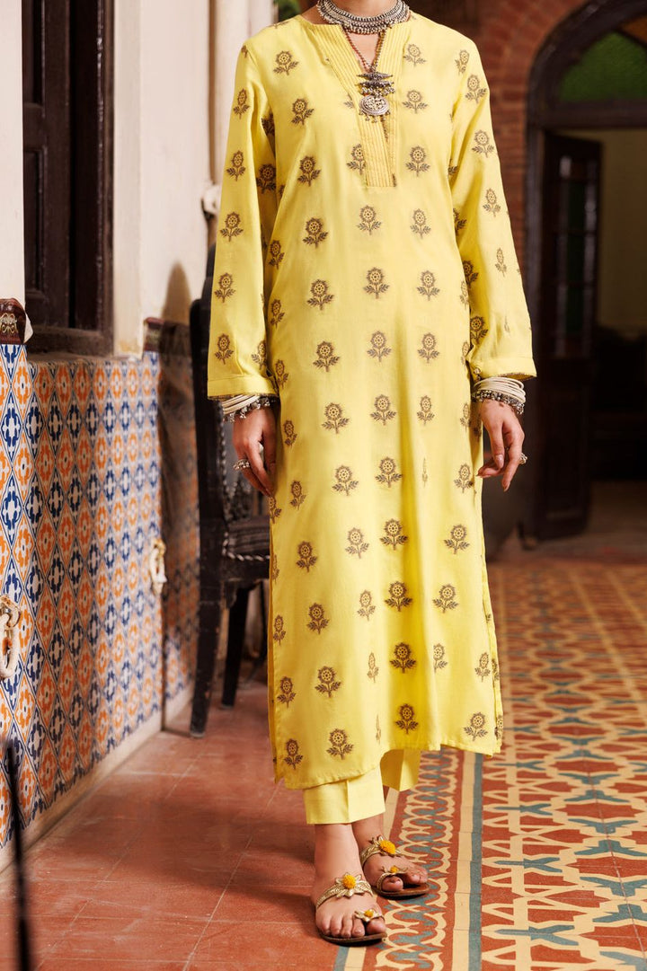 Yarn Dyed Yellow Kurti - Almirah