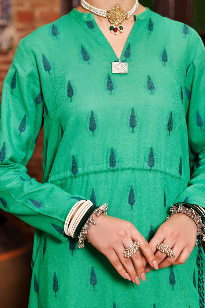 Yarn Dyed Green Kurti - Almirah
