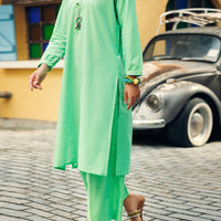 Yarn Dyed Light Green Stitched Suit - Almirah