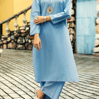 Yarn Dyed Sky Blue Stitched Suit - Almirah